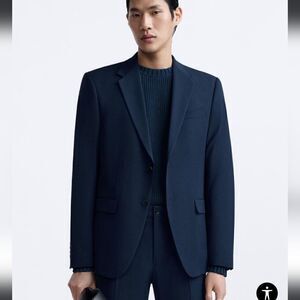 ZARA MAN Black Slim Fit Suit Jacket Size 52